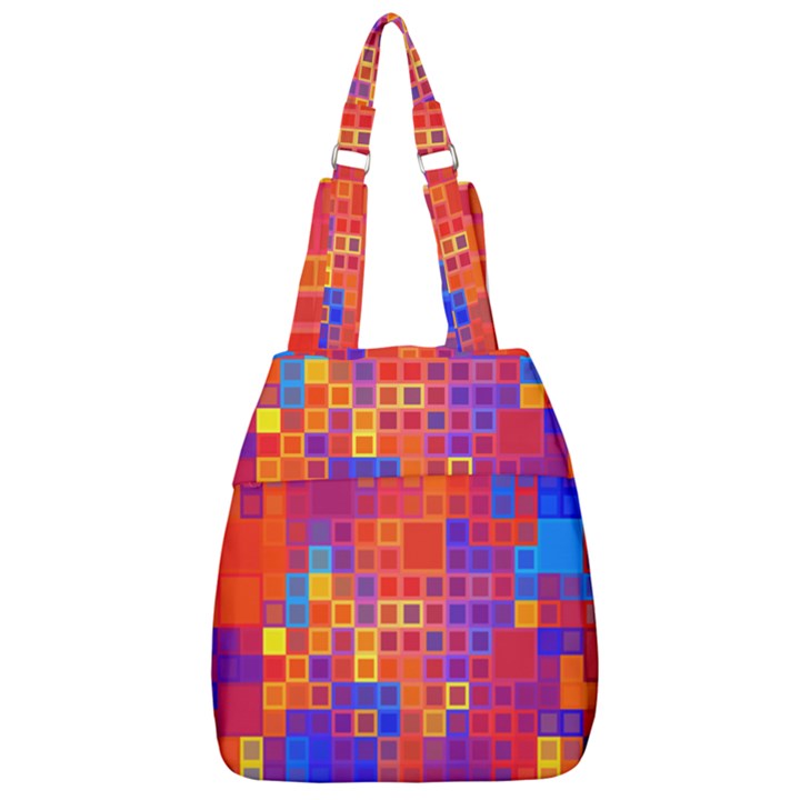 Squares Geometric Colorful Fluorescent Center Zip Backpack