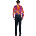 Squares Geometric Colorful Fluorescent Men s Long Sleeve Pocket Shirt  View2