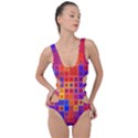 Squares Geometric Colorful Fluorescent Side Cut Out Swimsuit View1