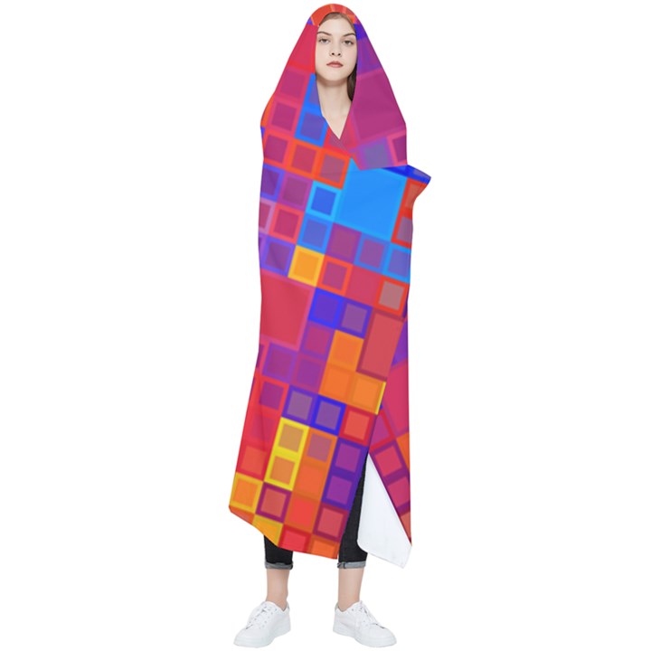 Squares Geometric Colorful Fluorescent Wearable Blanket