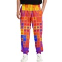 Squares Geometric Colorful Fluorescent Men s Elastic Waist Pants View1