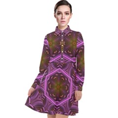 Rosette Mosaic Kaleidoscope Abstract Background Long Sleeve Chiffon Shirt Dress