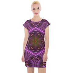 Rosette Mosaic Kaleidoscope Abstract Background Cap Sleeve Bodycon Dress