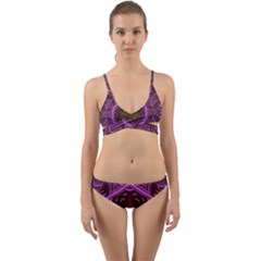 Rosette Mosaic Kaleidoscope Abstract Background Wrap Around Bikini Set