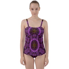 Rosette Mosaic Kaleidoscope Abstract Background Twist Front Tankini Set by Jancukart