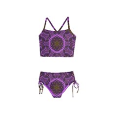 Rosette Mosaic Kaleidoscope Abstract Background Girls  Tankini Swimsuit