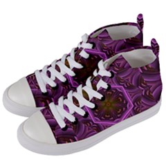 Rosette Mosaic Kaleidoscope Abstract Background Women s Mid-top Canvas Sneakers