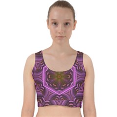 Rosette Mosaic Kaleidoscope Abstract Background Velvet Racer Back Crop Top