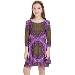 Rosette Mosaic Kaleidoscope Abstract Background Kids  Quarter Sleeve Skater Dress