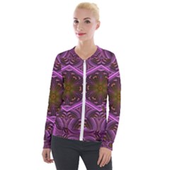 Rosette Mosaic Kaleidoscope Abstract Background Velvet Zip Up Jacket by Jancukart