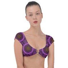 Rosette Mosaic Kaleidoscope Abstract Background Cap Sleeve Ring Bikini Top