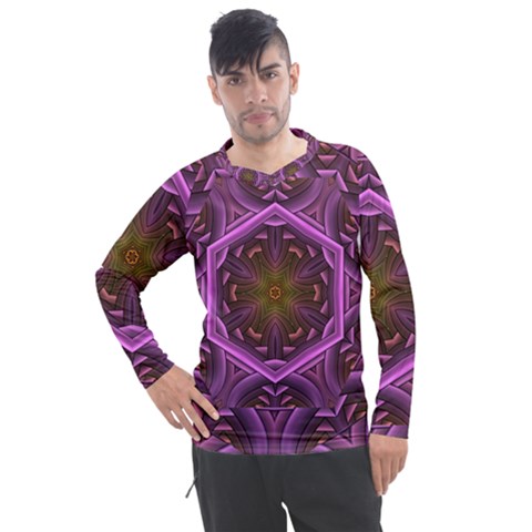 Rosette Mosaic Kaleidoscope Abstract Background Men s Pique Long Sleeve Tee by Jancukart