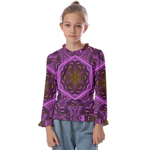 Rosette Mosaic Kaleidoscope Abstract Background Kids  Frill Detail Tee by Jancukart