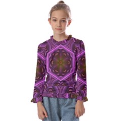 Rosette Mosaic Kaleidoscope Abstract Background Kids  Frill Detail Tee