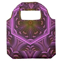 Rosette Mosaic Kaleidoscope Abstract Background Premium Foldable Grocery Recycle Bag