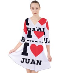 I Love Juan Quarter Sleeve Front Wrap Dress by ilovewhateva