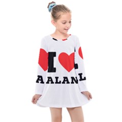 I Love Alan Kids  Long Sleeve Dress by ilovewhateva