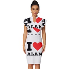 I Love Alan Vintage Frill Sleeve V-neck Bodycon Dress by ilovewhateva