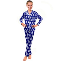 Ladybug Vector Geometric Tile Pattern Kid s Satin Long Sleeve Pajamas Set by GardenOfOphir