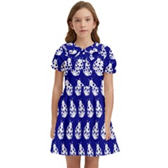 Ladybug Vector Geometric Tile Pattern Kids  Bow Tie Puff Sleeve Dress