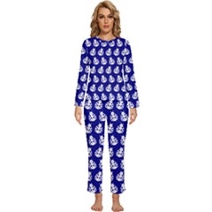 Ladybug Vector Geometric Tile Pattern Womens  Long Sleeve Lightweight Pajamas Set