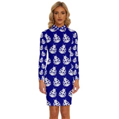 Ladybug Vector Geometric Tile Pattern Long Sleeve Shirt Collar Bodycon Dress by GardenOfOphir