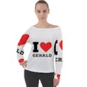 I love gerald Off Shoulder Long Sleeve Velour Top View1