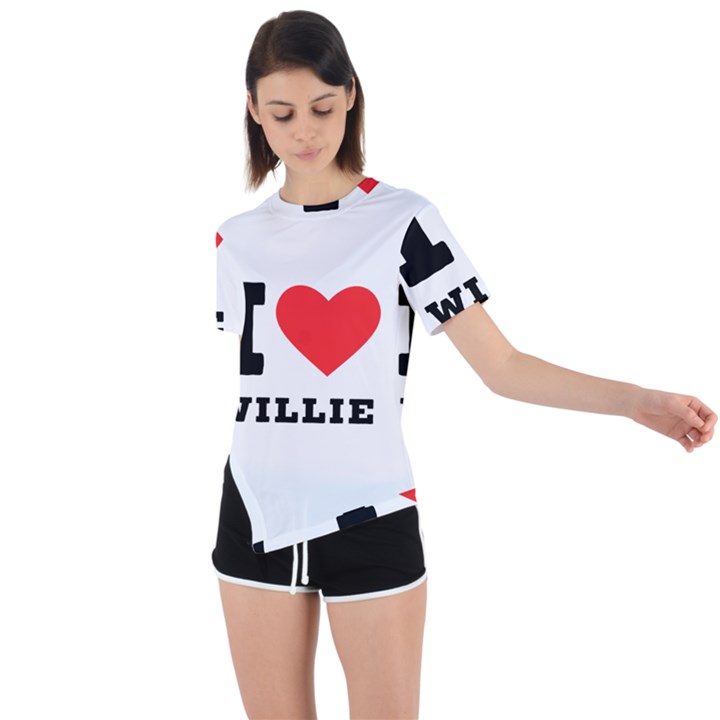 I love willie Asymmetrical Short Sleeve Sports Tee