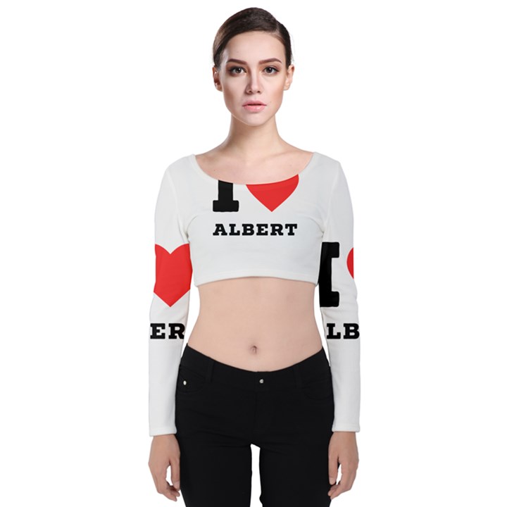 I love albert Velvet Long Sleeve Crop Top