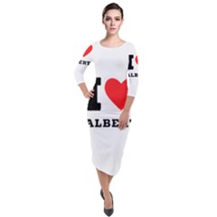 I Love Albert Quarter Sleeve Midi Velour Bodycon Dress by ilovewhateva