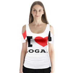 I Love Logan Butterfly Sleeve Cutout Tee 