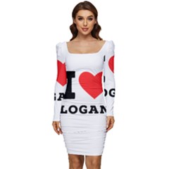 I Love Logan Women Long Sleeve Ruched Stretch Jersey Dress by ilovewhateva