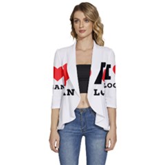 I Love Logan Women s 3/4 Sleeve Ruffle Edge Open Front Jacket by ilovewhateva