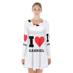 I Love Gabriel Long Sleeve Velvet V-neck Dress by ilovewhateva