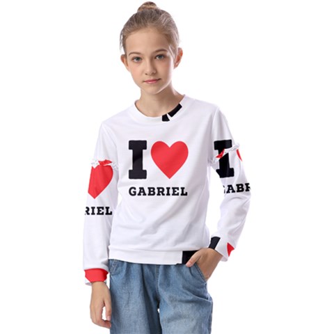 I Love Gabriel Kids  Long Sleeve Tee With Frill  by ilovewhateva