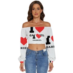 I Love Gabriel Long Sleeve Crinkled Weave Crop Top by ilovewhateva