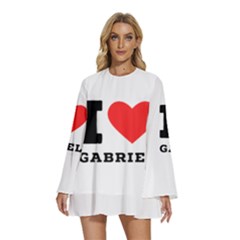 I Love Gabriel Round Neck Long Sleeve Bohemian Style Chiffon Mini Dress by ilovewhateva