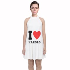 I Love Harold Velvet Halter Neckline Dress 