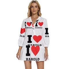 I Love Harold V-neck Placket Mini Dress by ilovewhateva