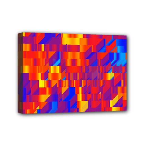 Geometric Pattern Fluorescent Colorful Mini Canvas 7  X 5  (stretched)