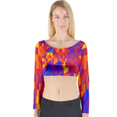 Geometric Pattern Fluorescent Colorful Long Sleeve Crop Top