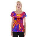 Geometric Pattern Fluorescent Colorful Cap Sleeve Top View1