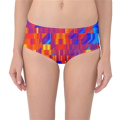 Geometric Pattern Fluorescent Colorful Mid-waist Bikini Bottoms