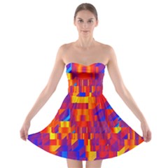 Geometric Pattern Fluorescent Colorful Strapless Bra Top Dress