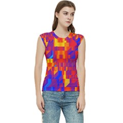 Geometric Pattern Fluorescent Colorful Women s Raglan Cap Sleeve Tee