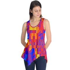 Geometric Pattern Fluorescent Colorful Sleeveless Tunic