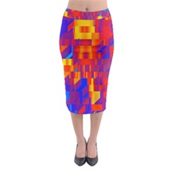 Geometric Pattern Fluorescent Colorful Midi Pencil Skirt