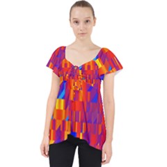 Geometric Pattern Fluorescent Colorful Lace Front Dolly Top by Jancukart