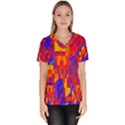 Geometric Pattern Fluorescent Colorful Women s V-Neck Scrub Top View1