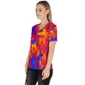 Geometric Pattern Fluorescent Colorful Women s V-Neck Scrub Top View2